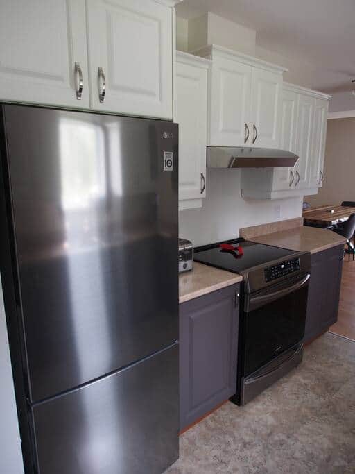 Réfrigérateur stainless avec congélateur au bas