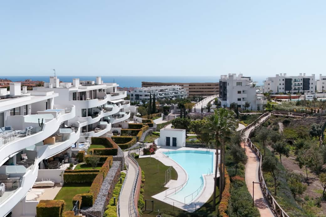 Pool area and surrounding neighborhood views