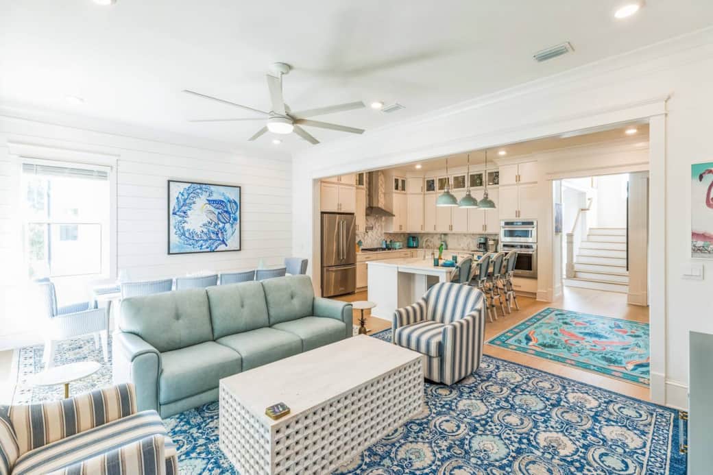 Great room of Blue Water Paradise!  Lots of light all over!