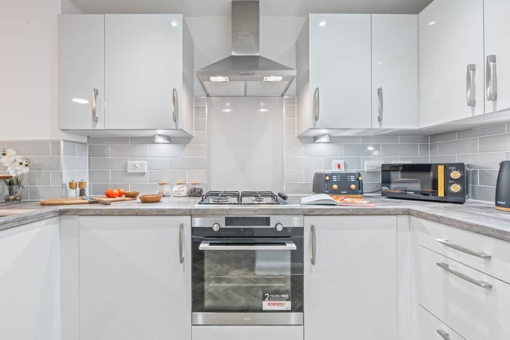 Fully equipped cooking zone with gas burners, oven, and plenty of prep space for effortless mealtimes.