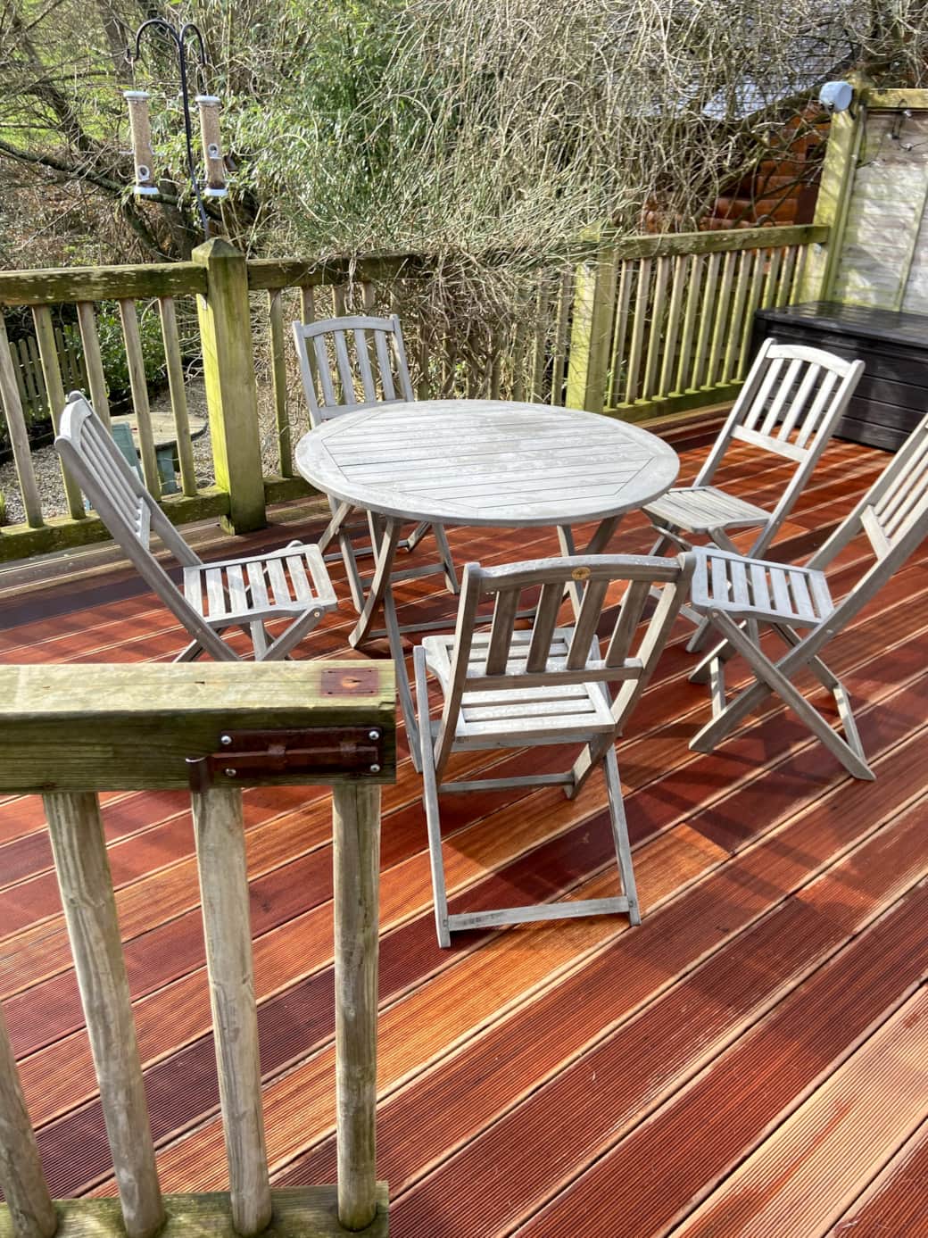 The rear deck is a peaceful, bright sun-trap