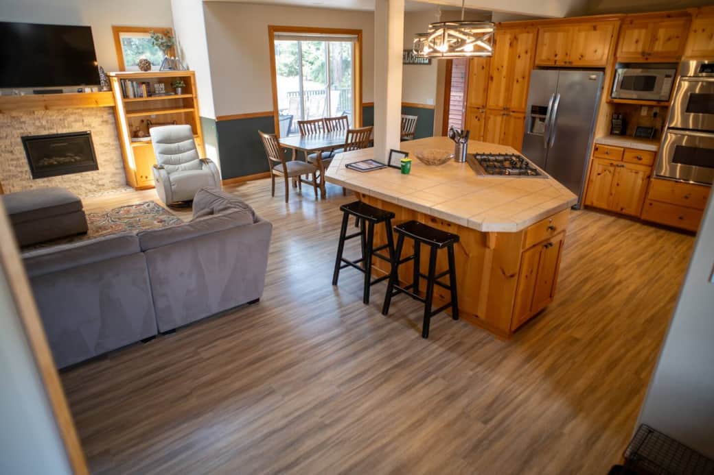 Open floor concept allowing the kitchen, dining, and living rooms to be a large, open area.