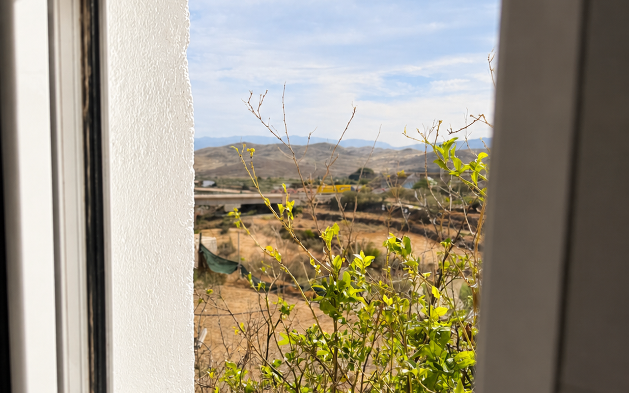 Ventana de la casa asomada