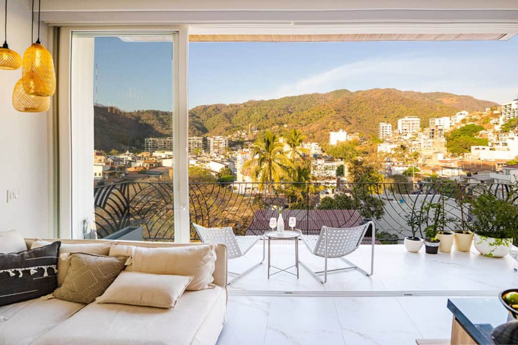 Terrace overlooking the Sierra Madre mountains Terrace overlooking the Sierra Madre mountains