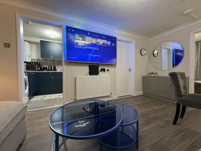 Living room in a one-bedroom Haven Homes apartment