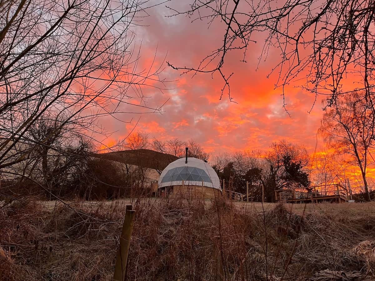 A vivid winter sky above Beneath the Stars at Fronlwyd