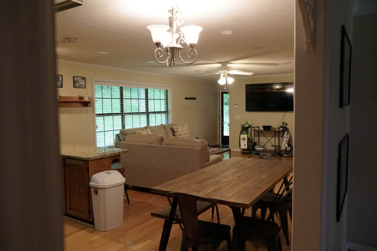 Main room looking from kitchen hallway