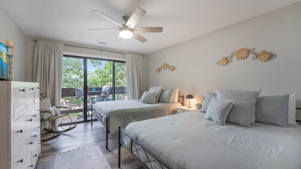 The fun never stops in the bedroom with 2 queens. The fun never stops in the bedroom with 2 queens.