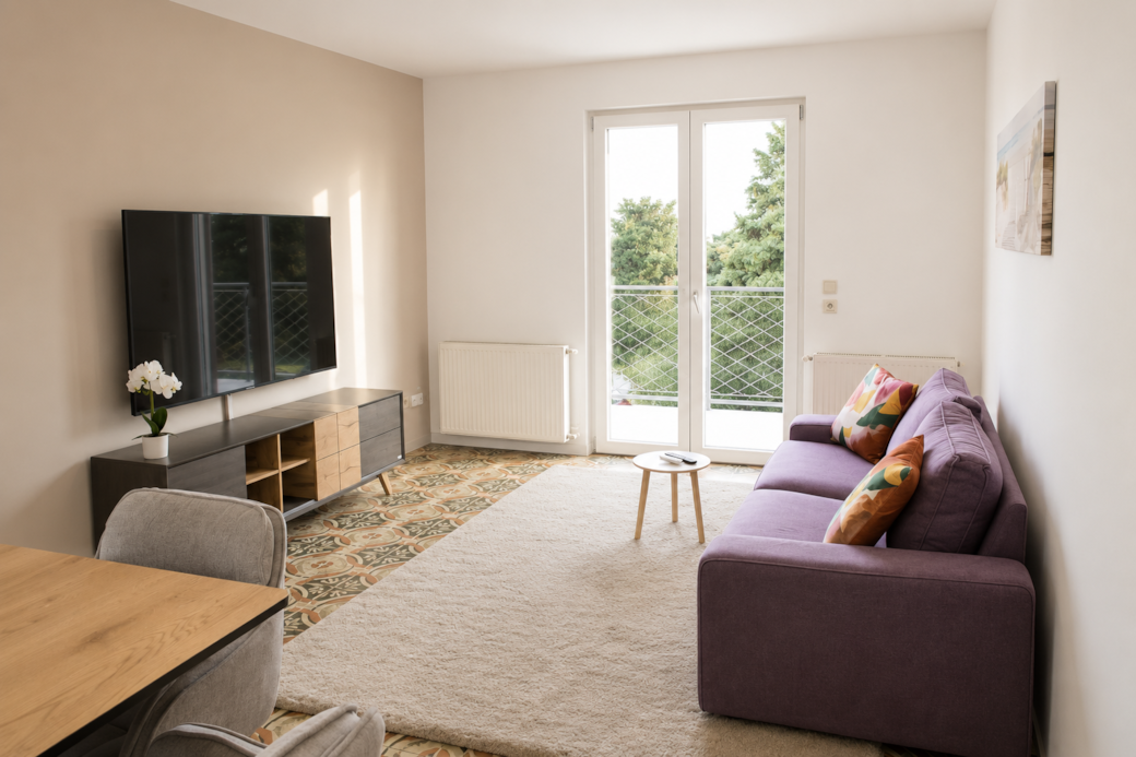 Helles Wohnzimmer mit Sofa