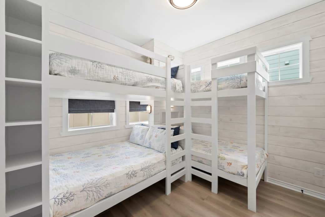 Bedroom 3:  Bunk room with full over full bunk and twin over twin bunk, closet, jack and jill shared bathroom with Bedroom 2
