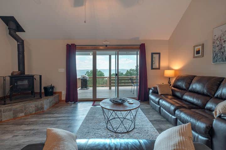 Relax, unwind, and soak in the majesty of the mountains right from this cozy living space.