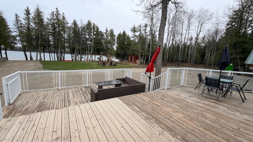 Two level deck with ample seating area Two level deck with ample seating area