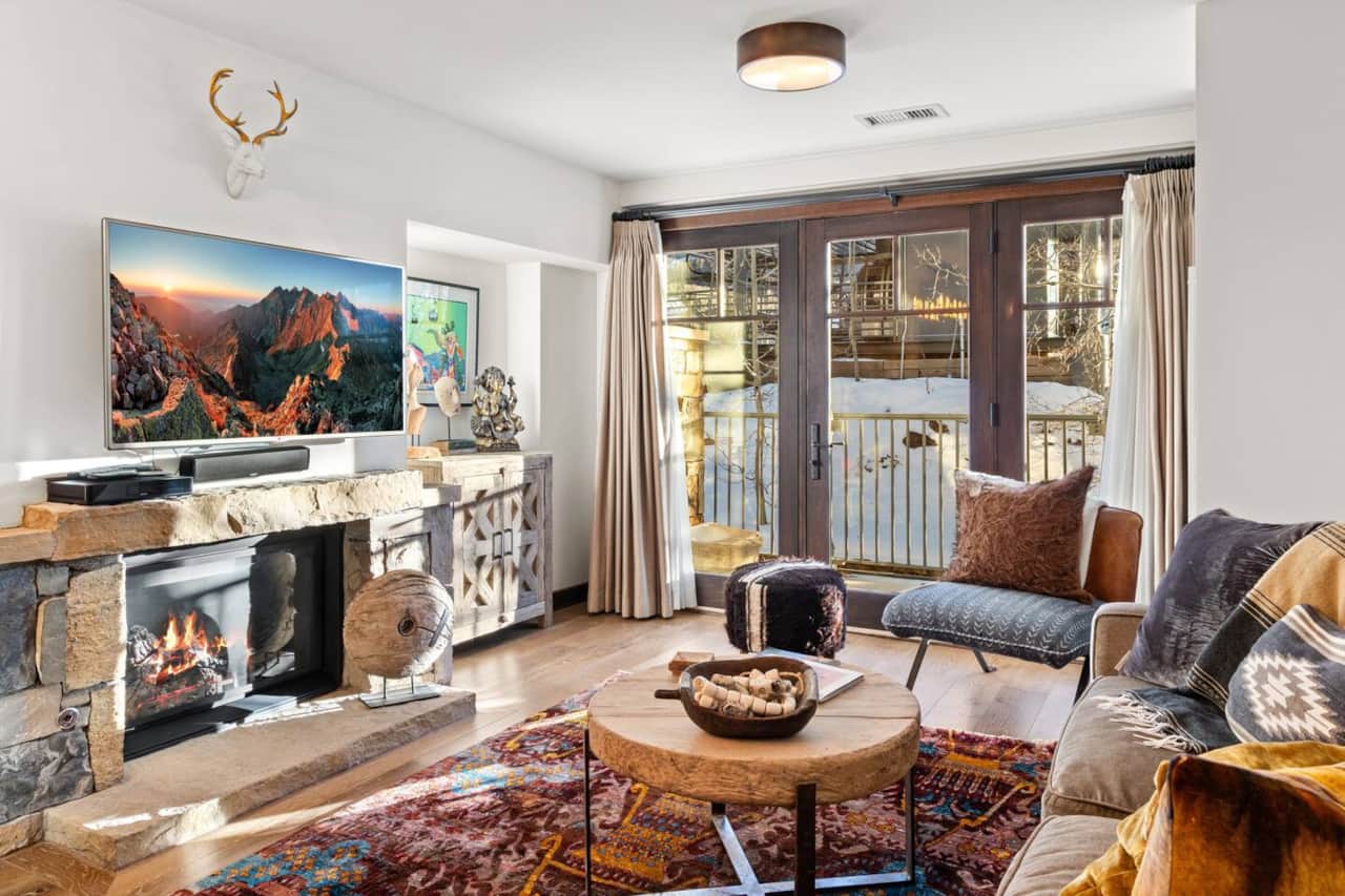 Gas fireplace and chair 1 right outside!