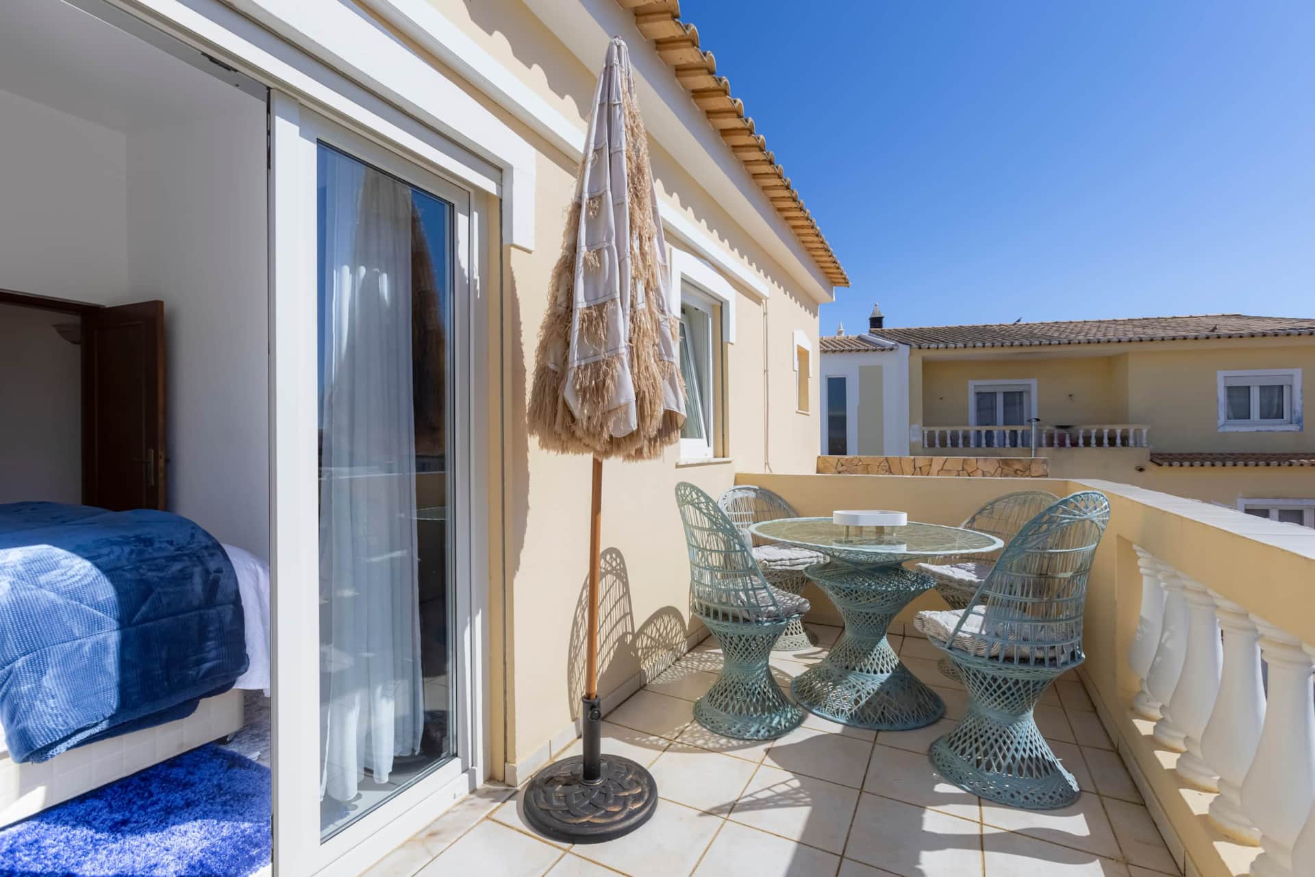 Cozy living room with fireplace and Smart TV in Algarve villa
