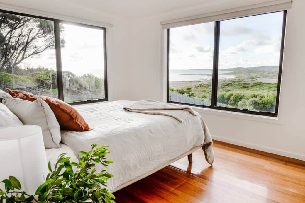 The bedrooms have views of the Southern ocean