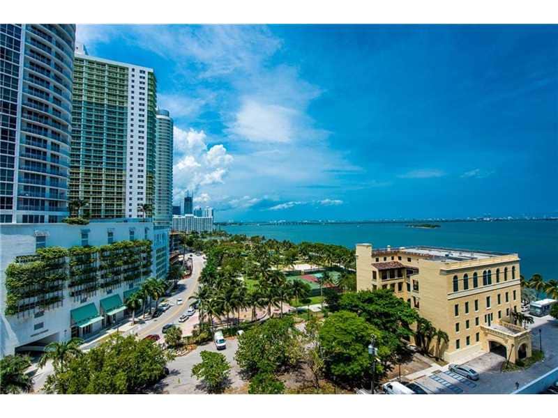 Furnished balcony with amazing water views of Biscayne Bay and park 