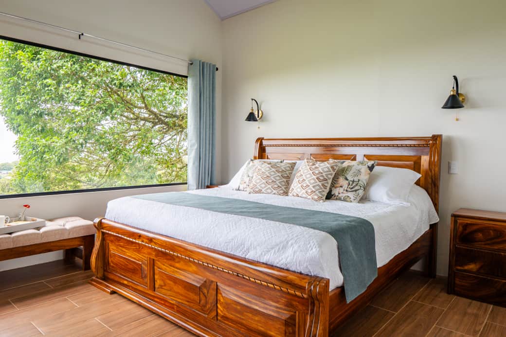 The solid Guanacaste wood frame brings warmth and character