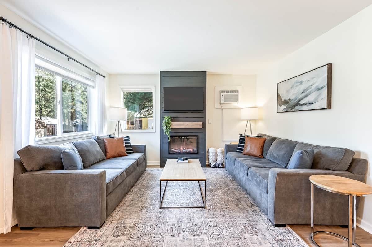 One of the sofas is a sleeper sofa