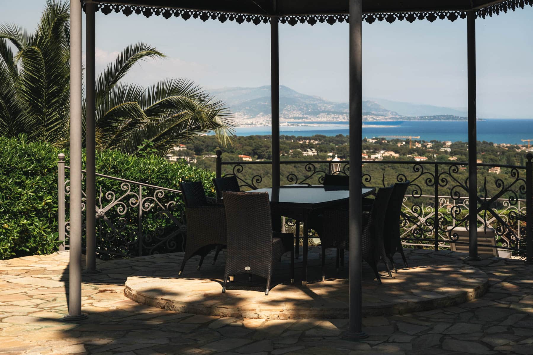 Garden pergola overlooking the bay of Antibes