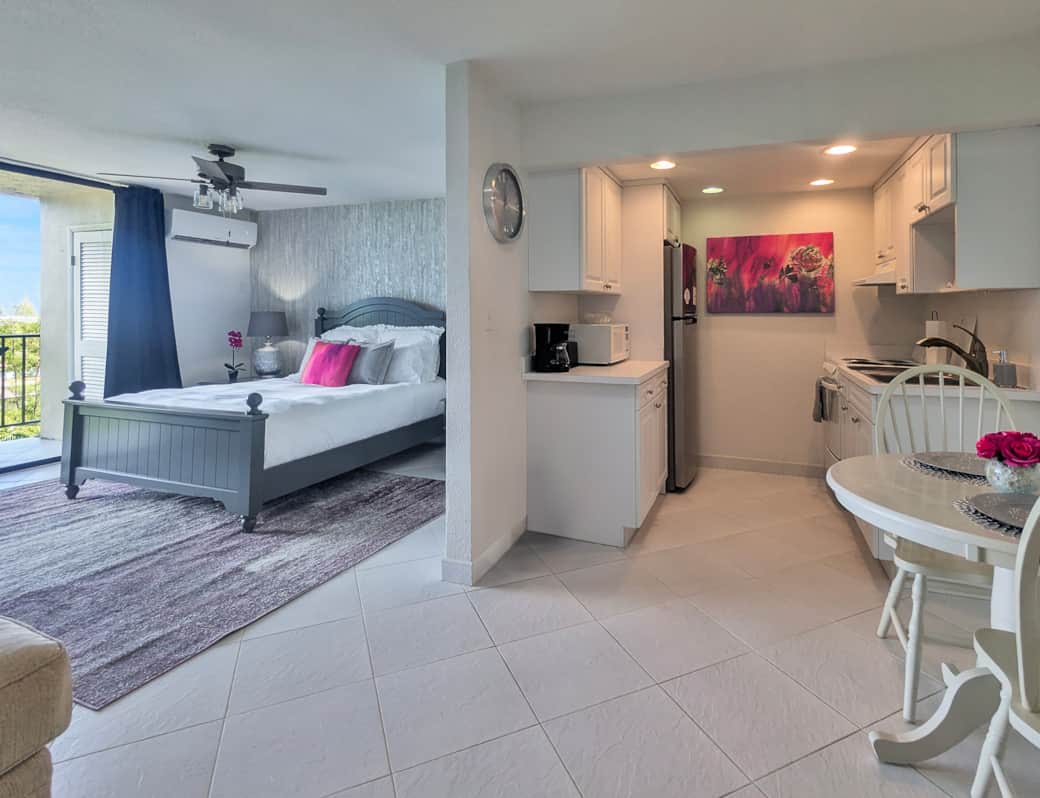 Kitchen, Dining, and Bedroom