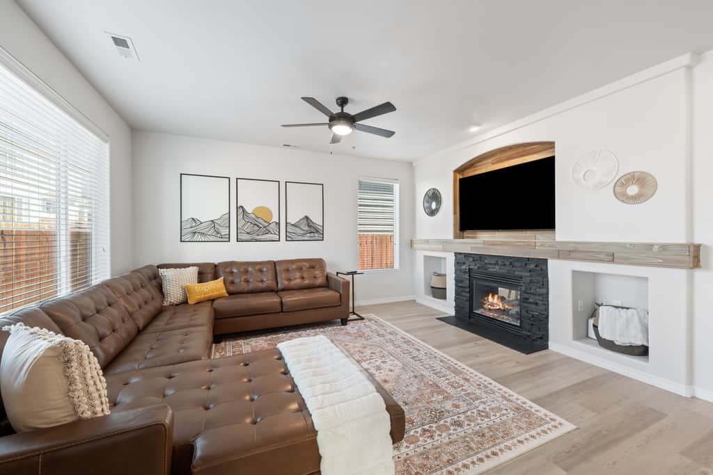 Cozy up by the fireplace!