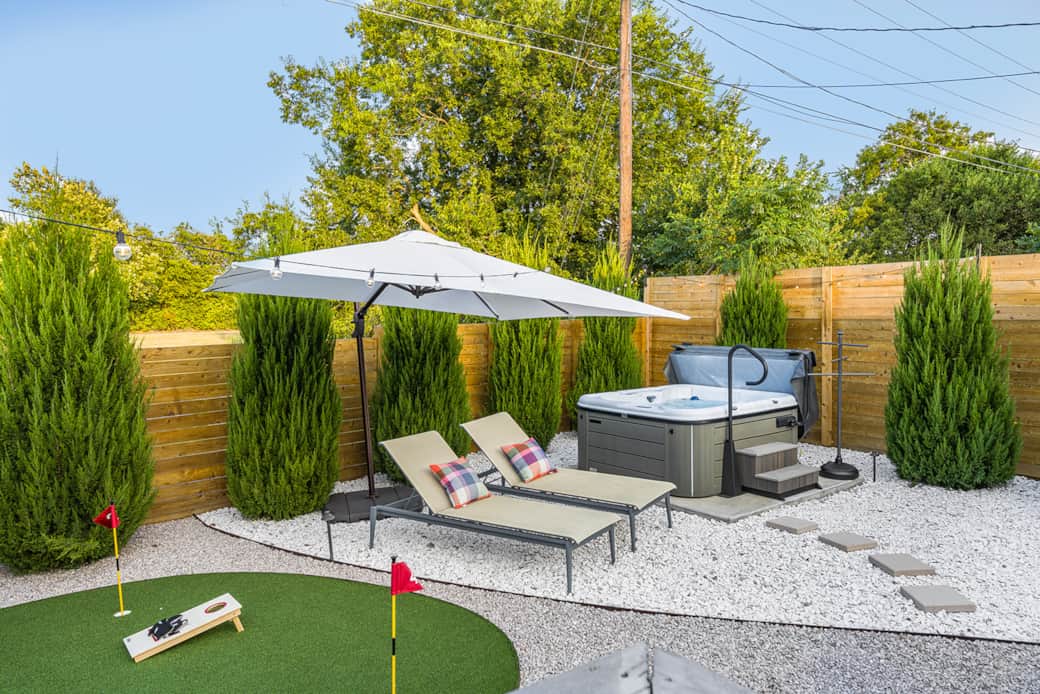 Hot tub and sun lounges