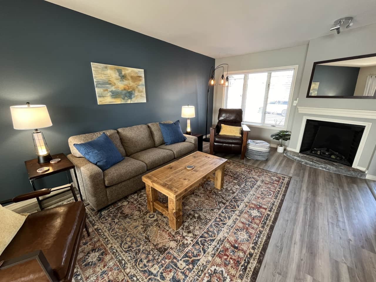 Living Room with electric fireplace
