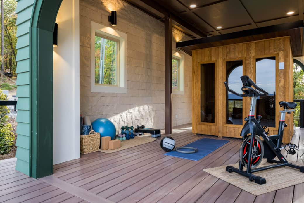 Covered Outdoor Fitness Room with Sauna