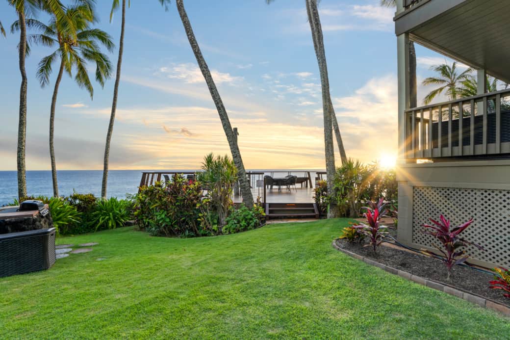 Quiet garden and gas grill
