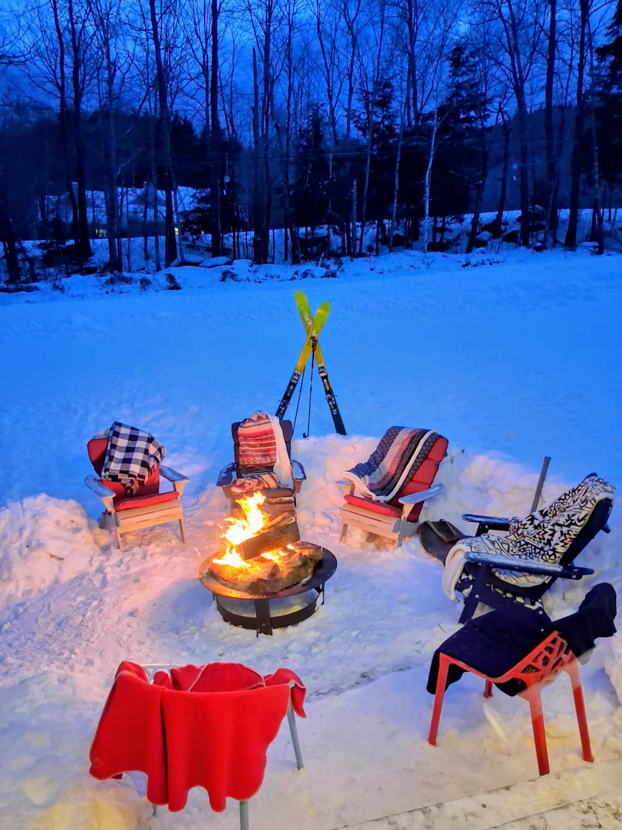 Outdoor Fire-pit off the back porch.  Great for Apres ski or after a day at Newfound Lake.