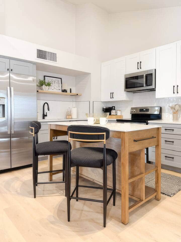 Large kitchen island with additional seating