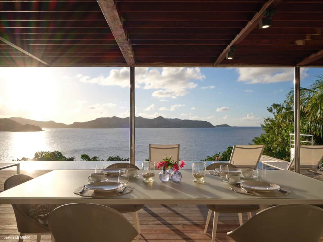 Enjoy breathtaking sunsets at the outdoor terrace of Villa Pointe Milou
