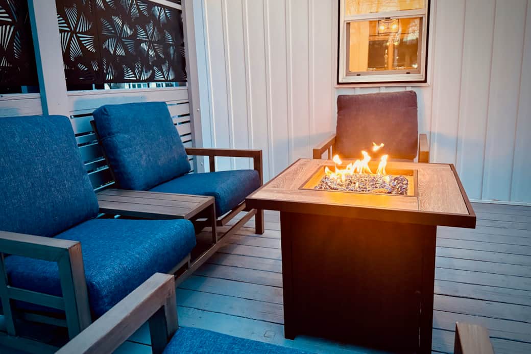 Stay warm with the gas firepit