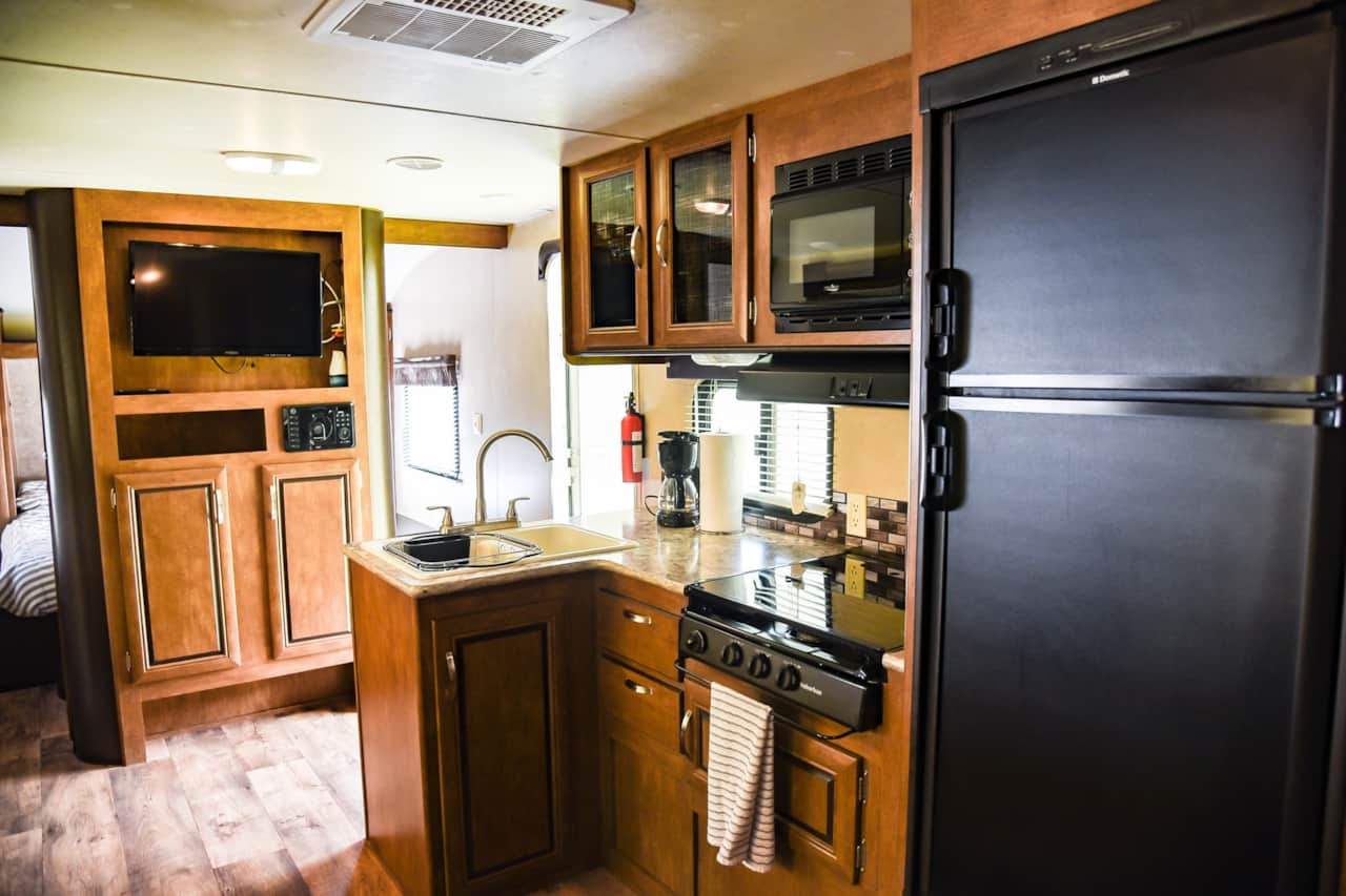 Kitchen as viewed from bunk area