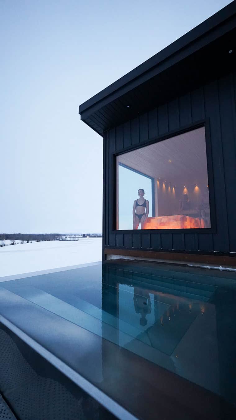 Sauna Overlooking the Cold Plunge &  Country Landscape