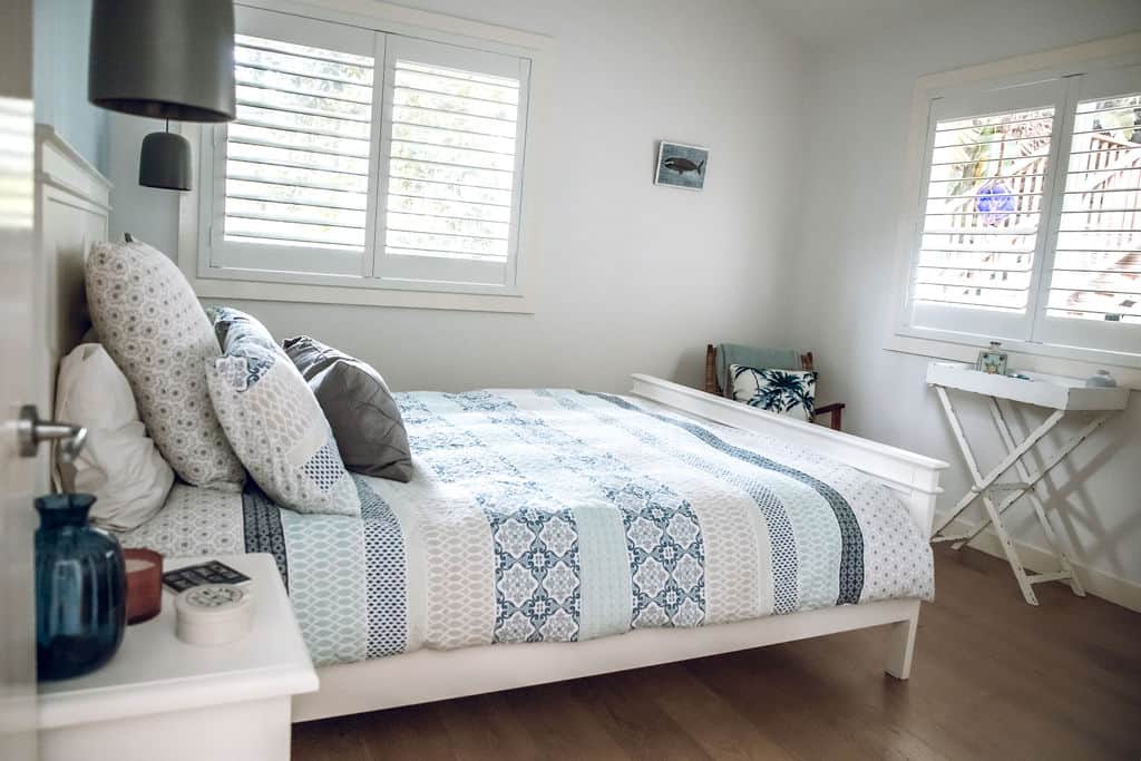 Queen bedroom off entrance hall - view over front deck 