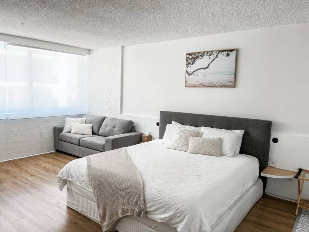 King bed and sofa