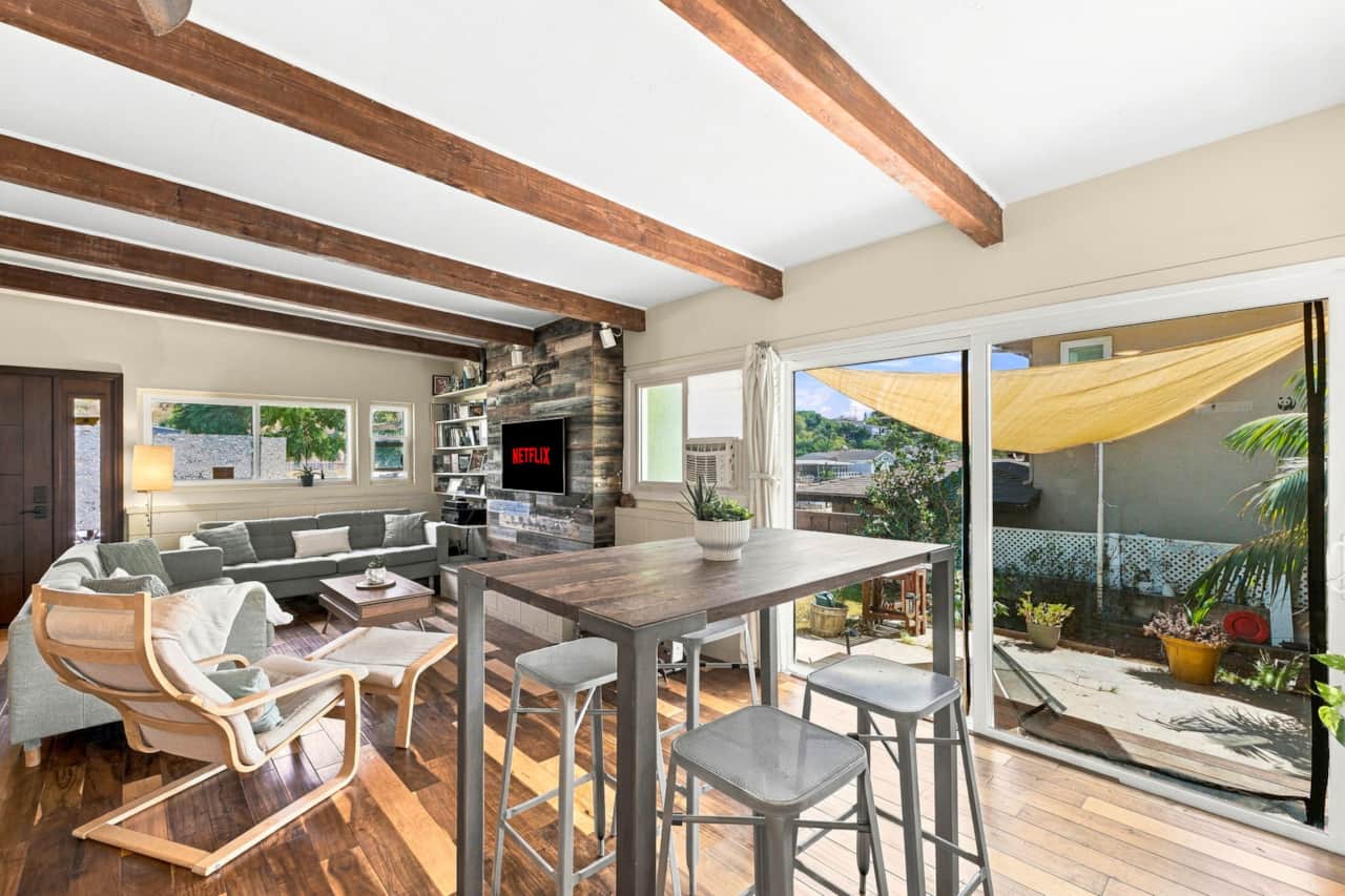 Cozy Living Room w/ TV & Patio View