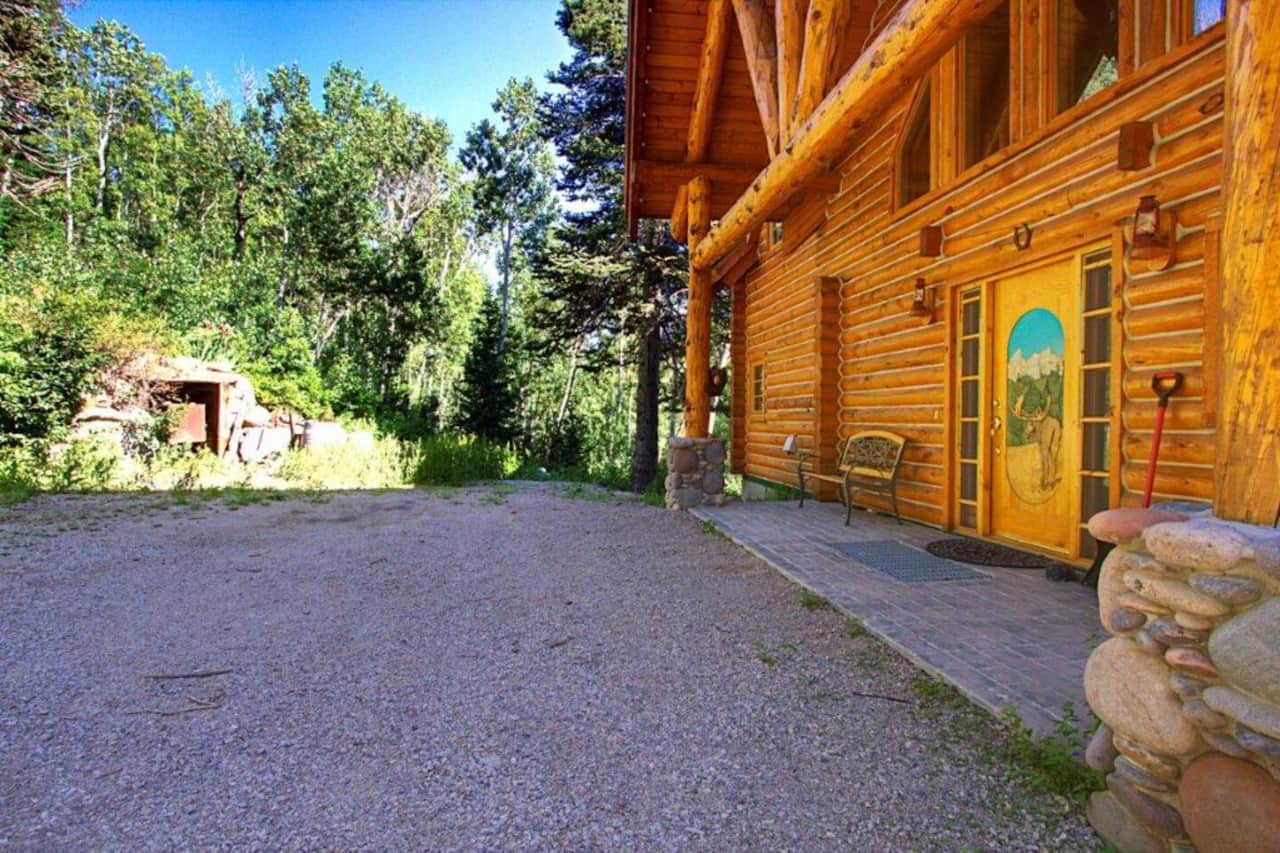 Parking area in front of cabin