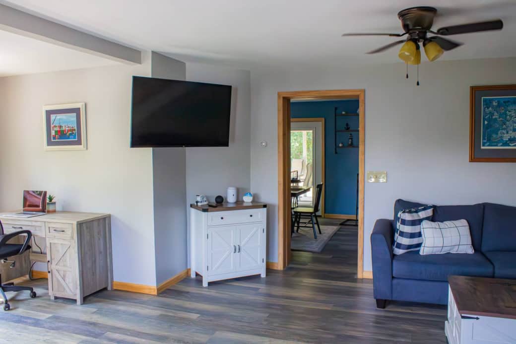 Television is an Amazon FireTV smart TV with over 50 apps loaded for you to sign in to your favorite accounts for viewing.