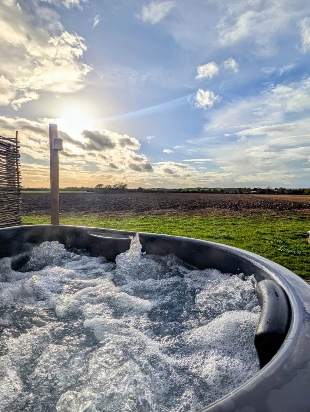 Wood burning hot tub heated for your arrival