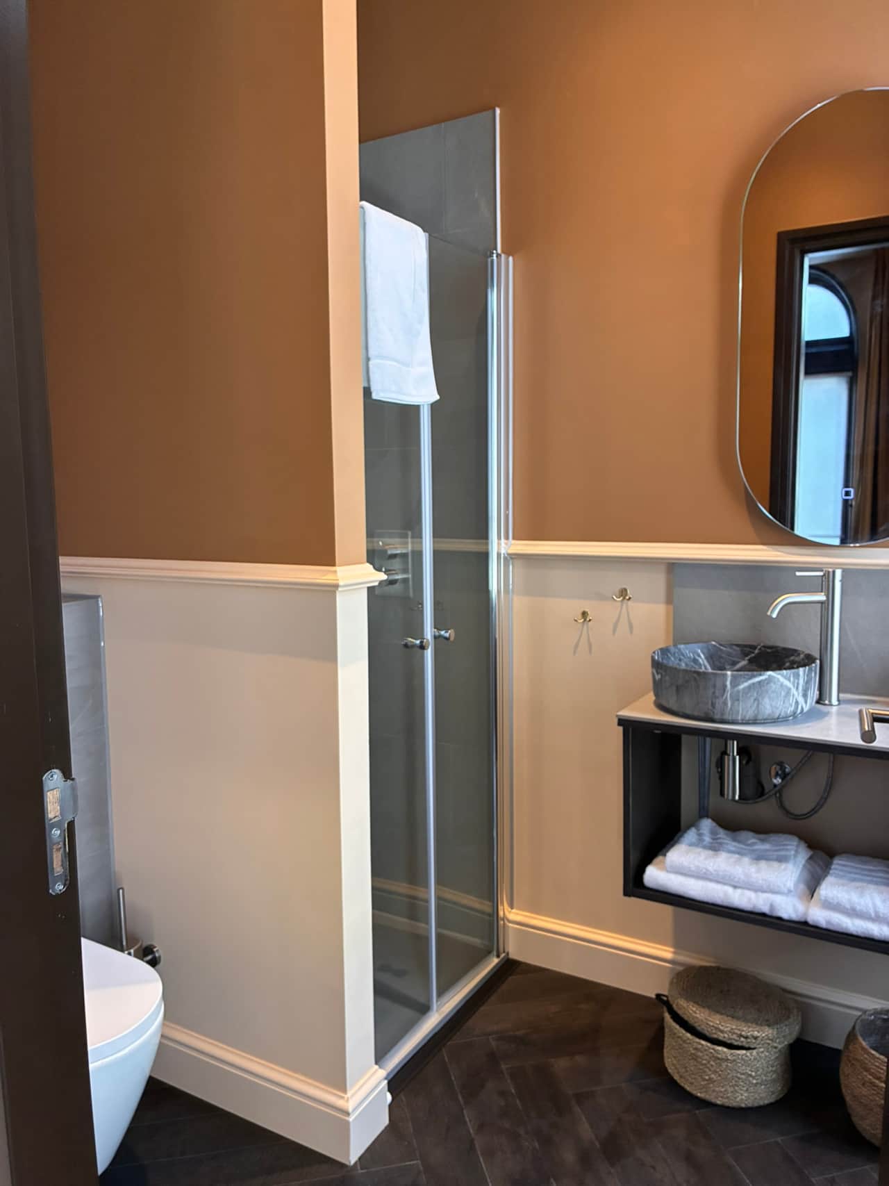 Eleonora Suite close up of bathroom with vanity shower and toilet