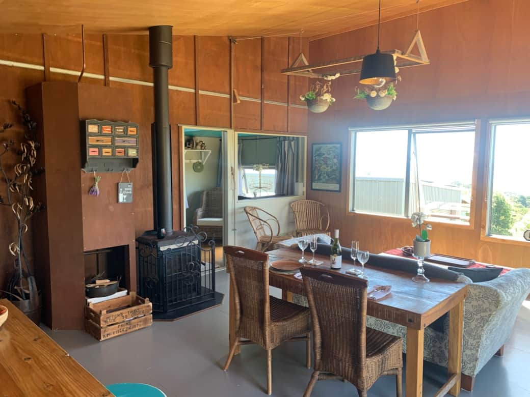 Wood burner & dining area Wood burner & dining area