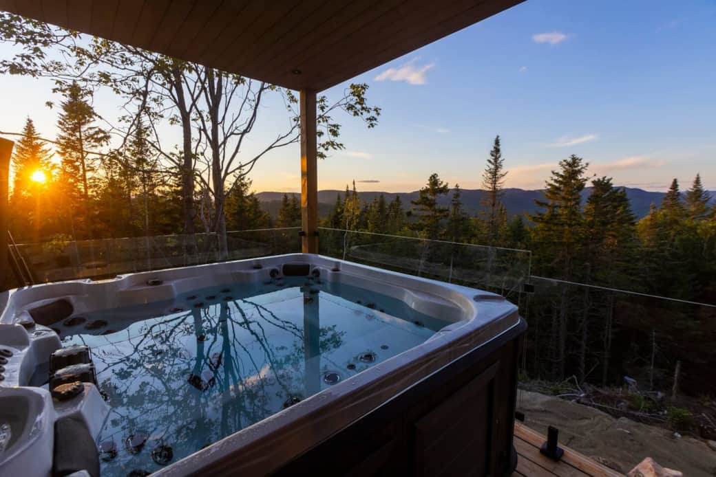 Enjoy the sunset from the hot tub, available all year long