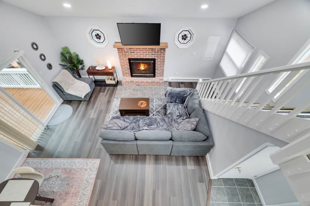 Top View Living Area & Fire Place