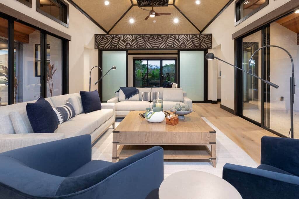 Living room and flex room view from the dining area