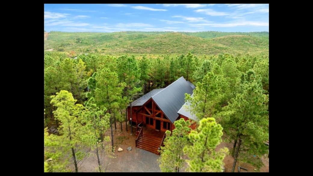 Aerial view of cabin Aerial view of cabin