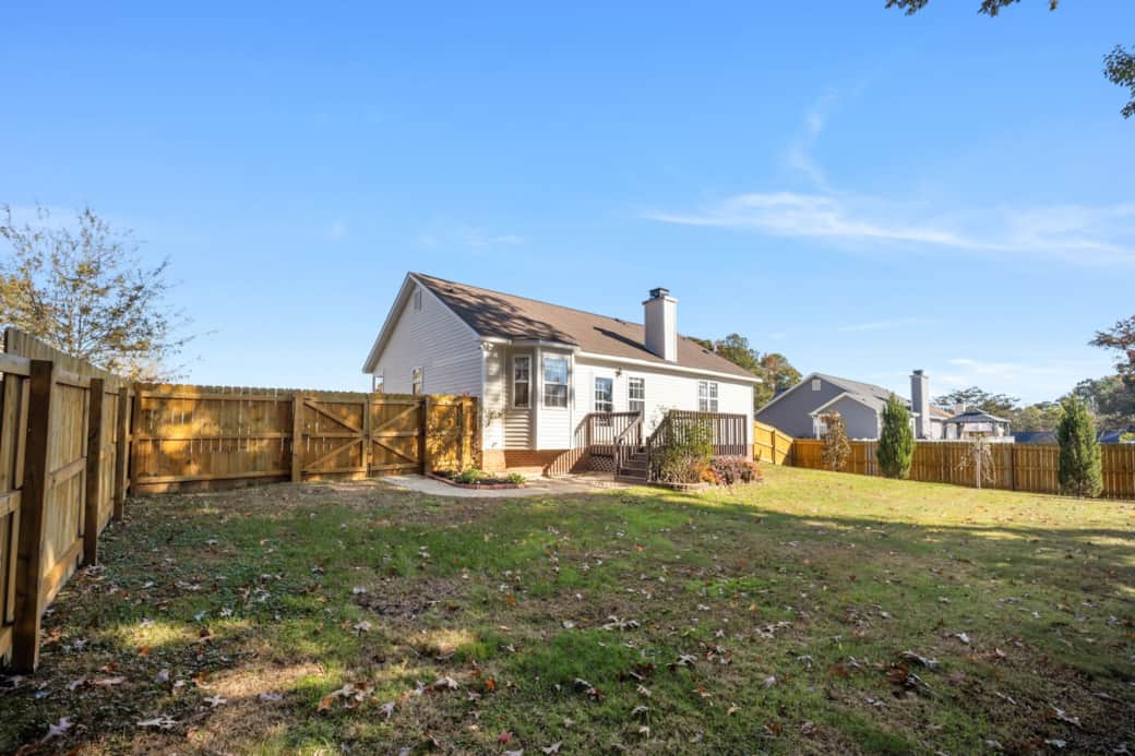 Fenced in Back Yard with Deck