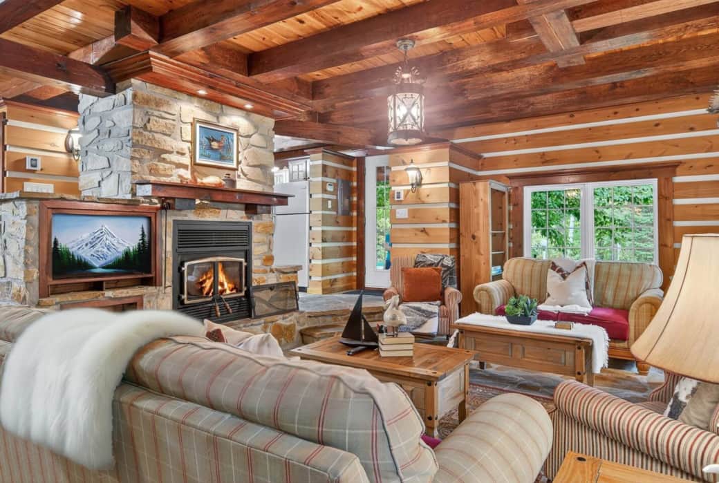 Living room (with wood-burning fireplace)