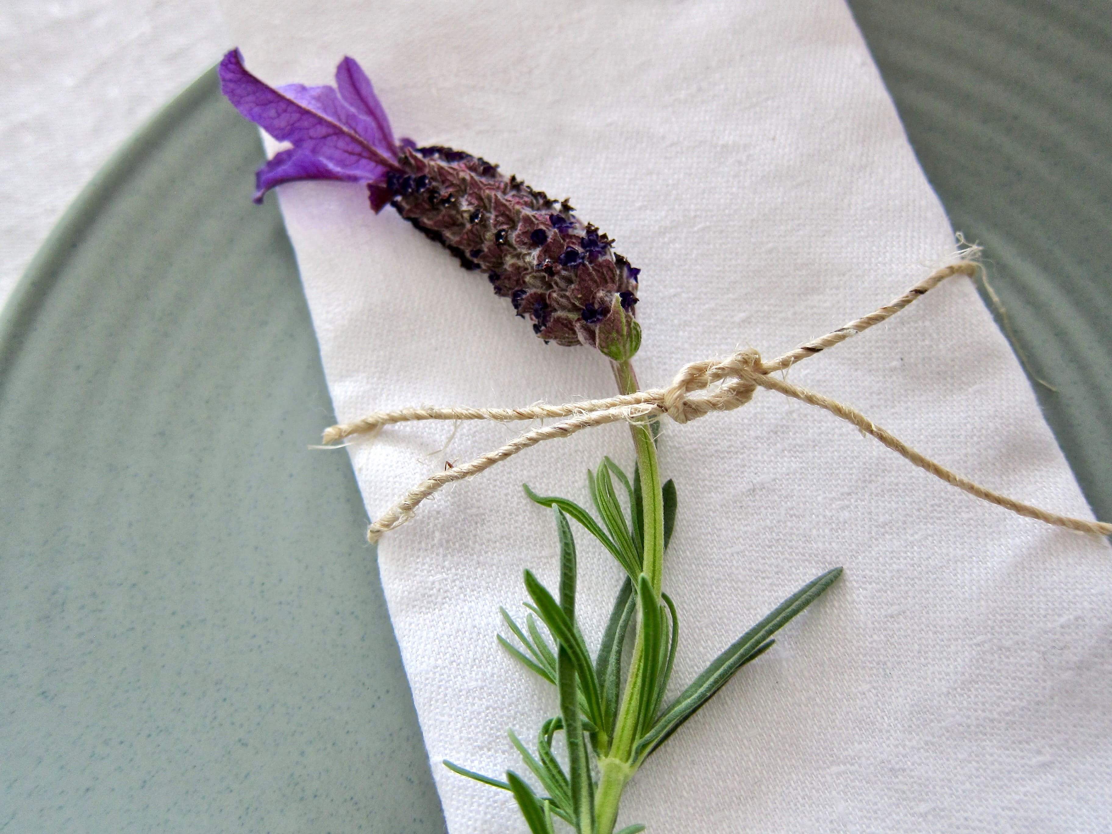 Cloth napkins with lavender grown at Aston Road Villa